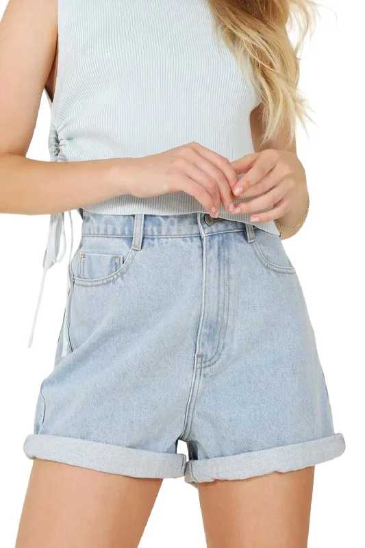 Elegant and comfortable women’s fashion wear   Vintage Vibe Denim Shorts In Light Wash