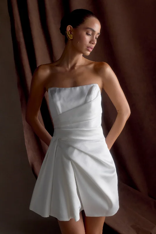 Refresh your wardrobe with stylish women’s outfits   Lora Strapless Satin Mini Dress - White