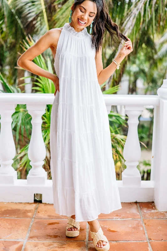 Everyday essentials for a stylish wardrobe   Come To Me Off White Tiered Midi Dress