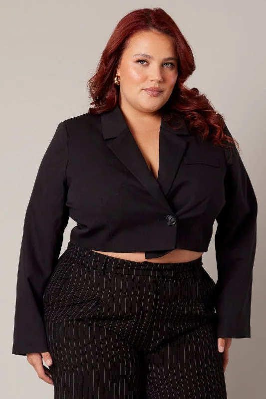 Elegant casual clothing for modern women   Black Cropped Blazer