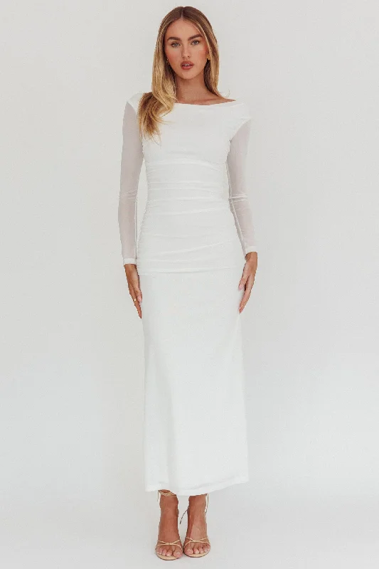 Refresh your wardrobe with high-quality women’s fashion   In Blooms Off Shoulder Maxi Dress Off White