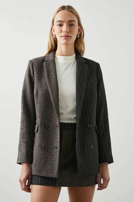 Feminine silhouettes for the modern woman   CODY BLAZER - PINSTRIPE PLAID MIX