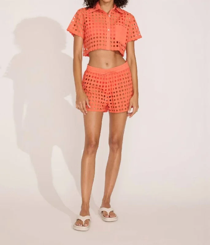 Elegant evening wear for special events   Eyelet Charlie Short In Coral Crush
