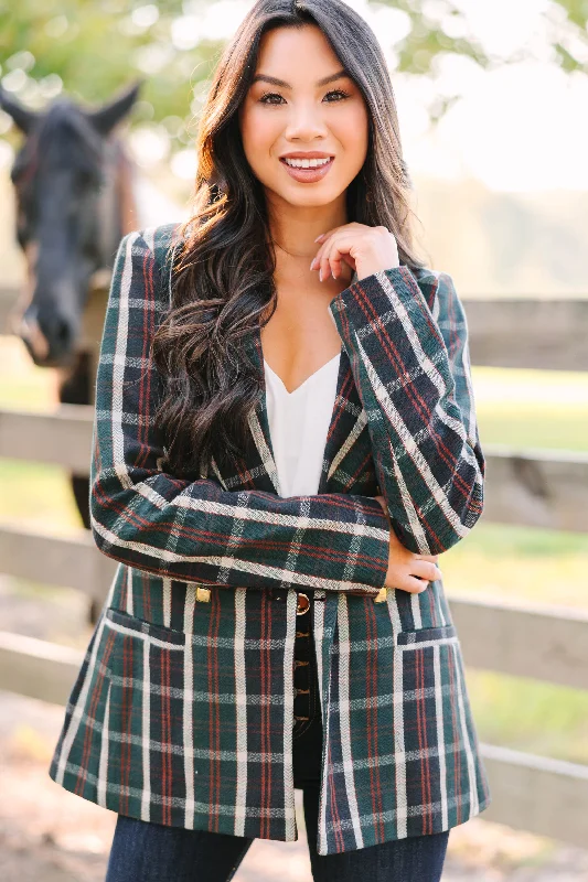Affordable fashion that looks high-end   Head Out Green Plaid Blazer
