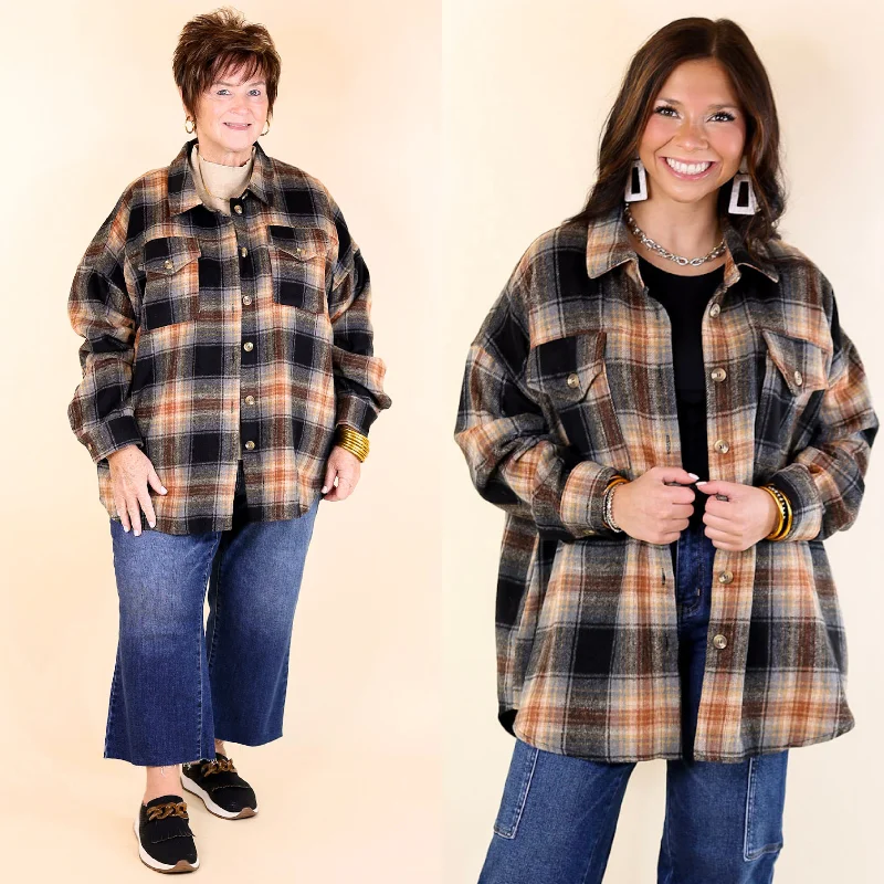 Find your perfect fit with stylish women’s clothing   Kindness Everywhere Button Up Plaid Shacket in Black Mix
