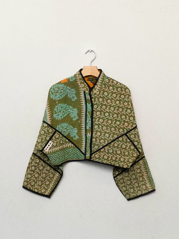 Comfortable yet stylish outfits for women on the go   The Kaira Cropped Quilted Patchwork Kantha Jacket