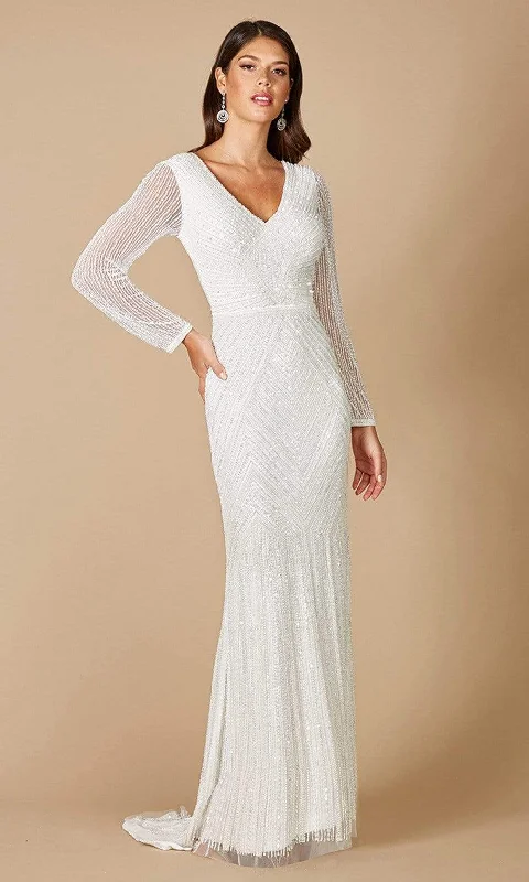 Curated collections of sophisticated women’s wear   Lara Dresses - 51088 Long Sleeve Embellished Column Gown