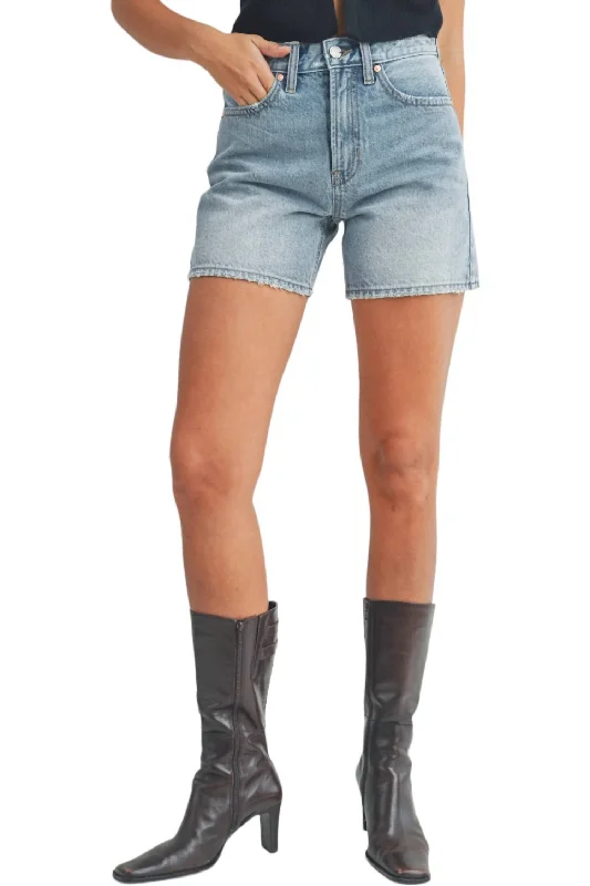 Dress up or down with these versatile pieces   Longer Length Shorts In Light Wash