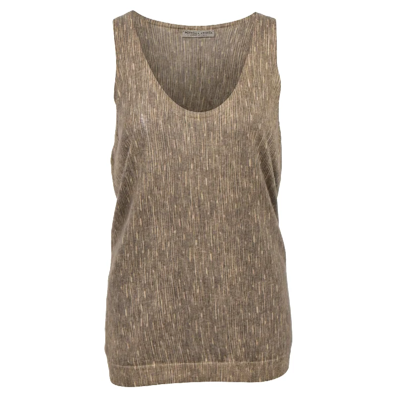 Discover the latest trends in women’s fashion   Bottega Veneta Stripe Print Vest in Brown Cashmere