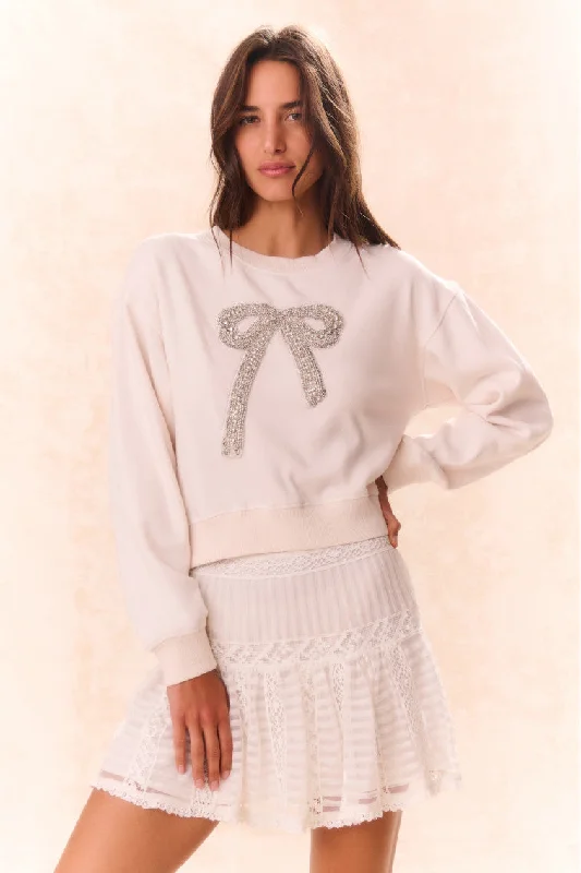 Versatile outfits to transition from day to night   Rylan Bow-Embellished Fleece Pullover