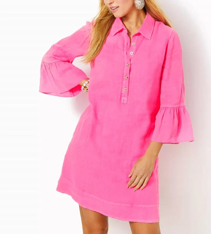 Fashionable clothing to fit every body type   Jazmyn Linen Tunic Dress In Roxie Pink