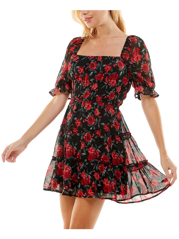 Casual outfits that elevate your style   Juniors Emma Womens Floral Mini Fit & Flare Dress