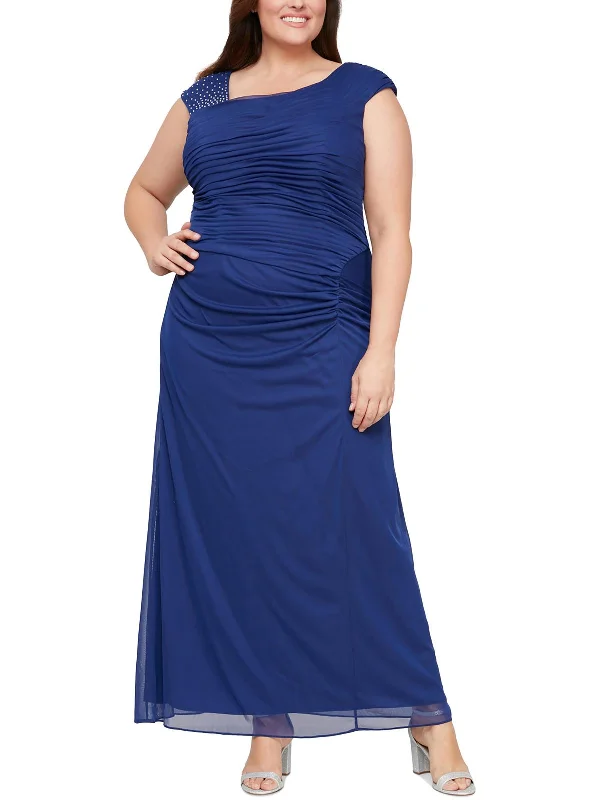Curated collections of sophisticated women’s wear   Plus Womens Embellished Mesh Evening Dress