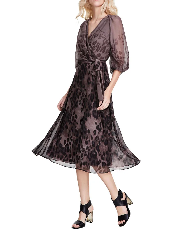 Comfortable yet stylish outfits for women on the go   Womens Animal Print Chiffon Wrap Dress