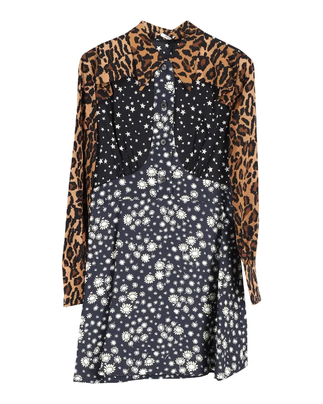 Soft, breathable fabrics for fashionable women   Miu Miu Multi Print Shirt Dress in Multicolor Cotton