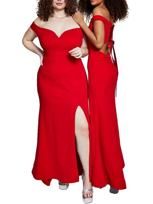 Curated collections of sophisticated women’s wear   Plus Womens Crepe Lace-Up Evening Dress