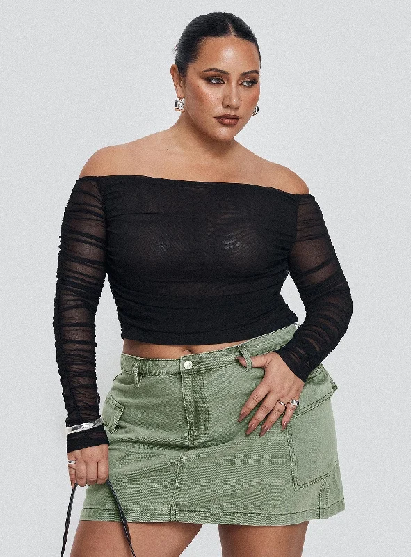 Fashionable clothing that fits every occasion   Hartford Off The Shoulder Top Black Curve